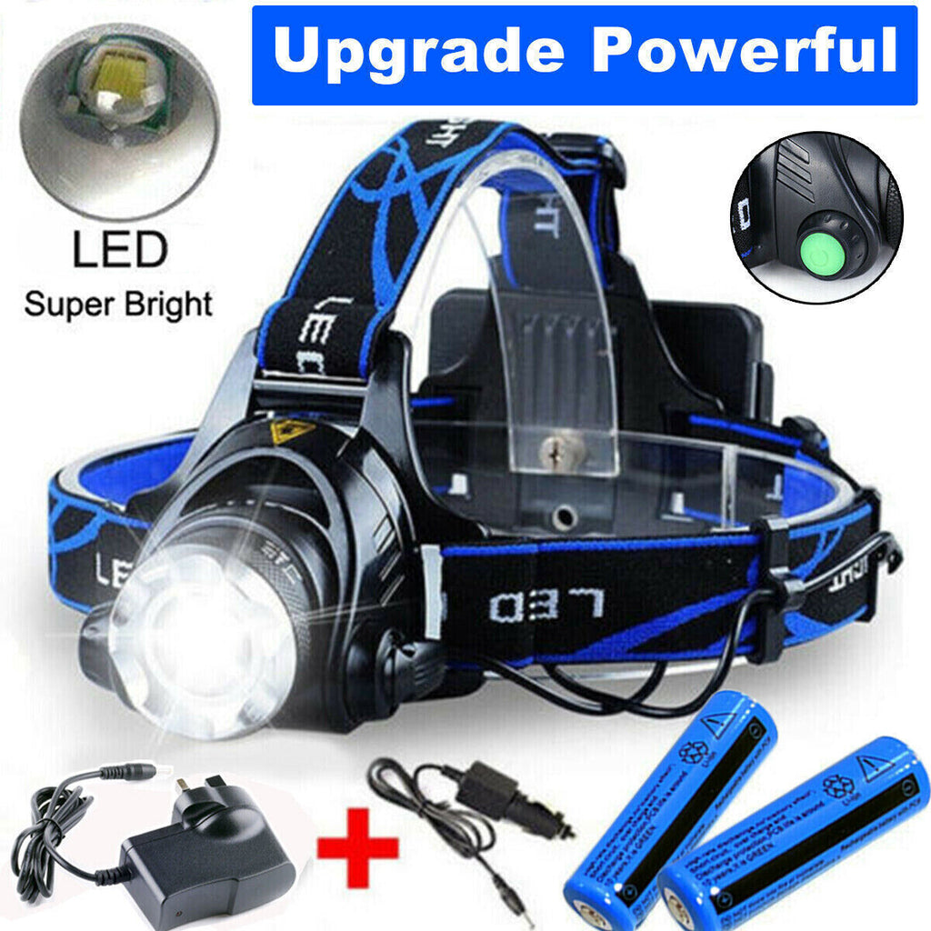 990000LM Rechargeable LED Headlamp Zoomable Torch Tactical Headlight