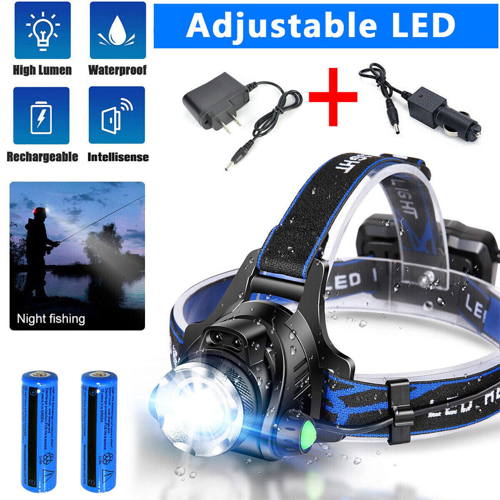 990000LM Rechargeable LED Headlamp Zoomable Torch Tactical Headlight