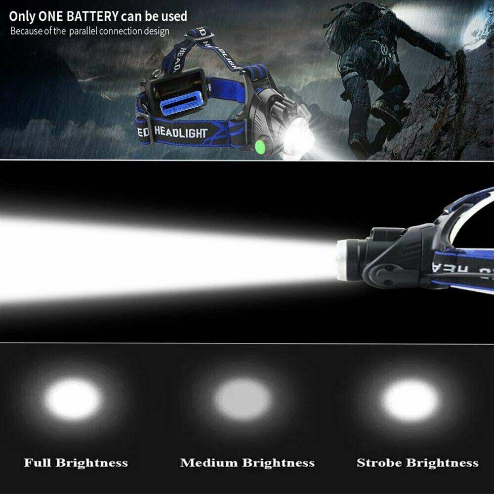 990000LM Rechargeable LED Headlamp Zoomable Torch Tactical Headlight