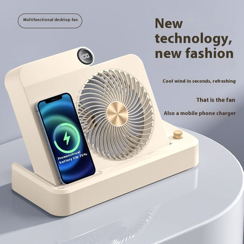 Desktop Mobile Phone Wireless Charging Display Folding Fan