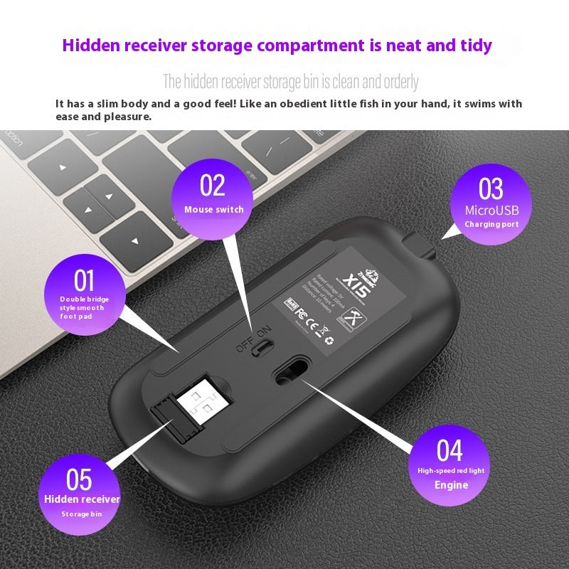 X15 Mute Wireless Mouse Charging Wireless Luminous Computer