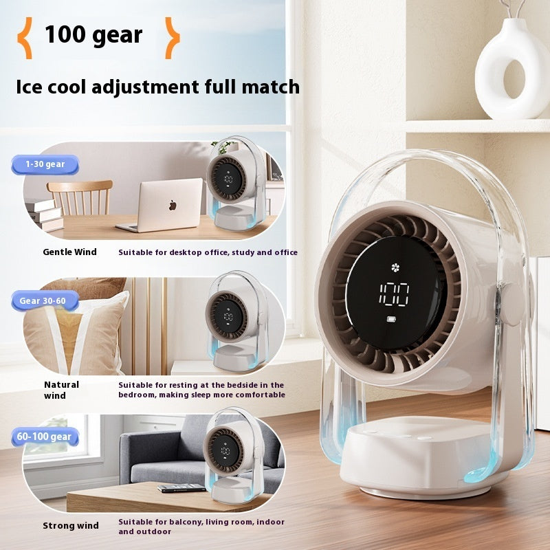 Digital Display Turbine Desktop 3D Suspension Cold Air Desktop Fan