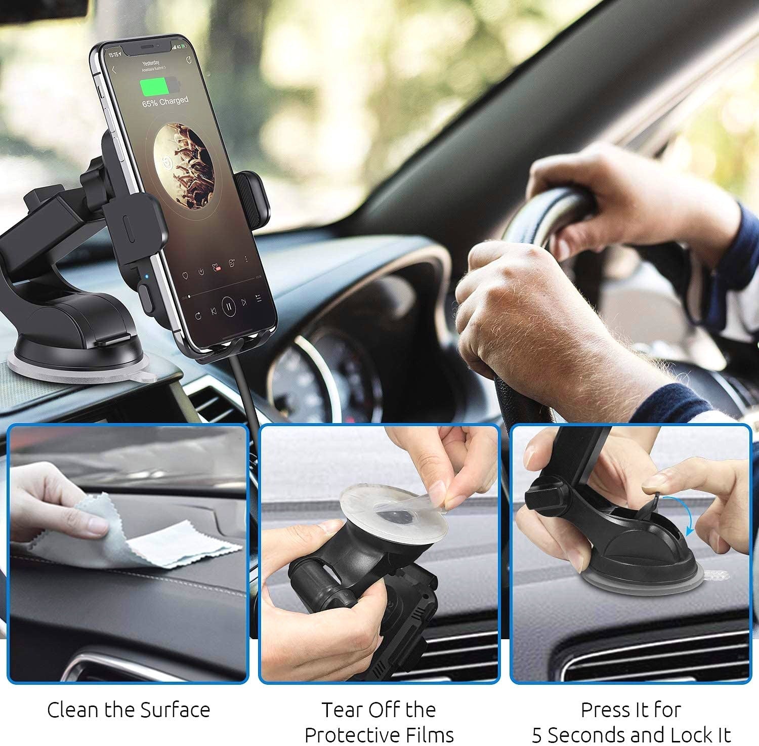Car Wireless Charging Stand 15W Fast Charging Intelligent Induction